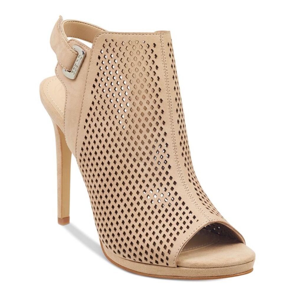 GUESS Womens Light Natural Beige Aubria Stiletto Leather Slingback Sandal 9.5 M